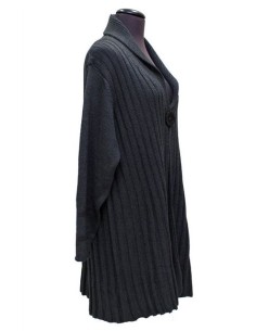 Cardigan grigio lungo unico bottone 2