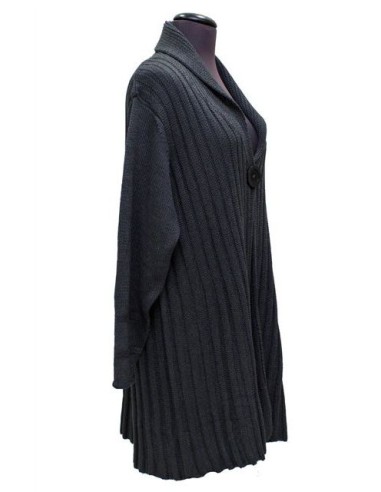 Cardigan grigio lungo unico bottone Cardigan grigio lungo unico bottone