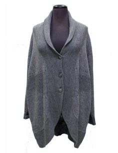 Cardigan grigio in lana traforato