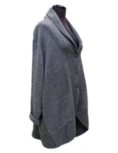 Cardigan grigio in lana traforato 2