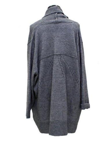 Cardigan grigio in lana traforato Cardigan grigio in lana traforato
