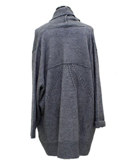 Cardigan grigio in lana traforato