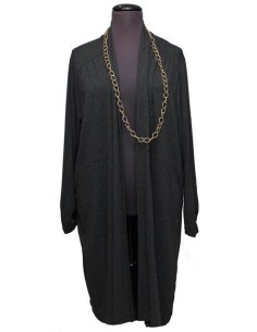 Cardigan grigio in viscosa invernale senza bottoni
