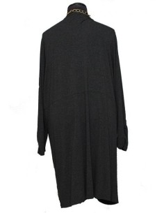 Cardigan grigio in viscosa invernale senza bottoni 2