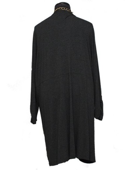 Cardigan grigio in viscosa invernale senza bottoni