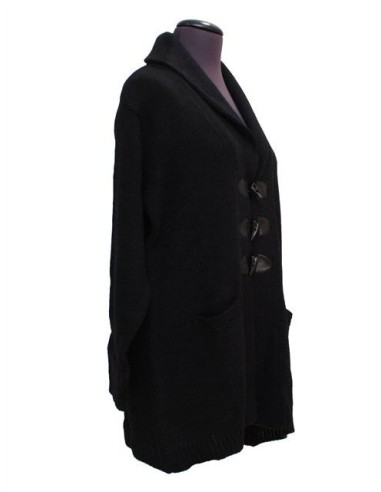 Cardigan lana grigio scuro con alamari Cardigan lana grigio scuro con alamari