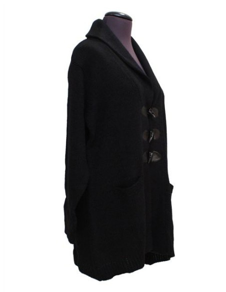 Cardigan lana grigio scuro con alamari