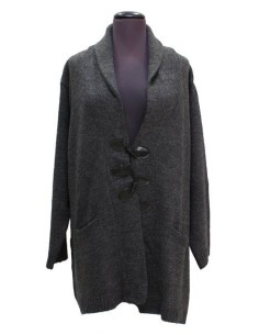 Cardigan lana grigio SCURO con alamari