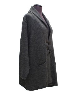 Cardigan lana grigio SCURO con alamari 2