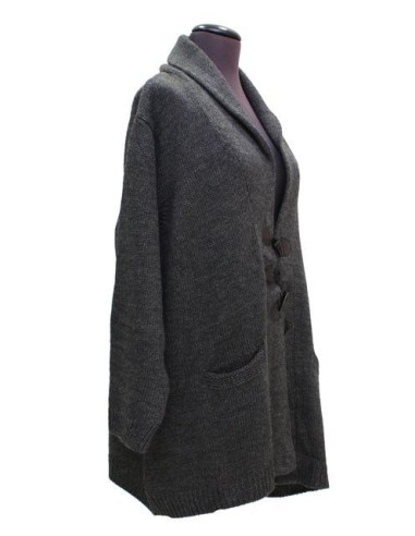 Cardigan lana grigio SCURO con alamari