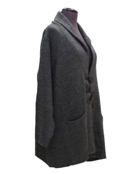 Cardigan lana grigio SCURO con alamari
