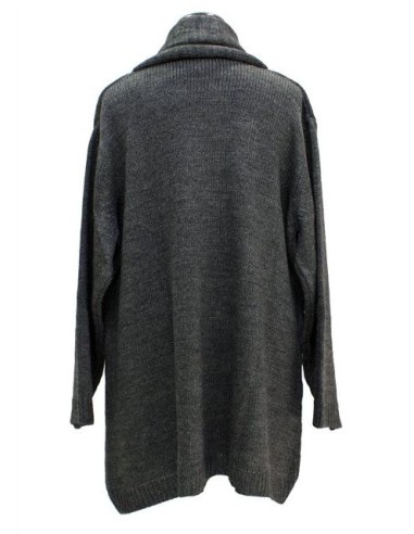 Cardigan lana grigio SCURO con alamari