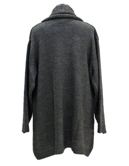 Cardigan lana grigio SCURO con alamari