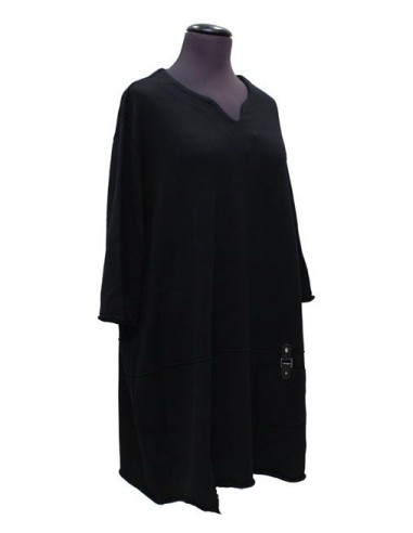 Maglia abito nero in cotone invernale