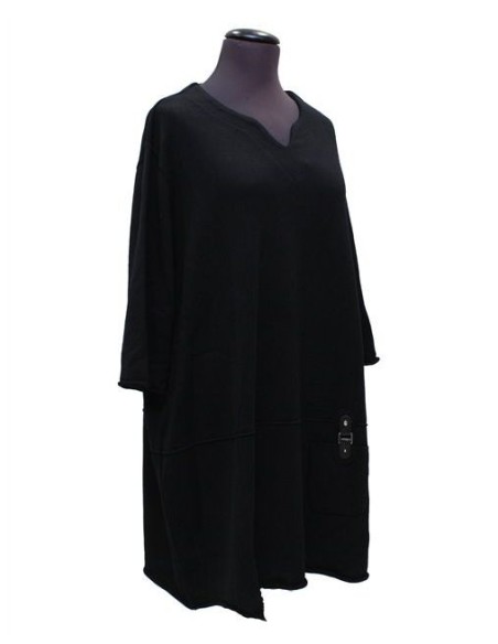 Maglia abito nero in cotone invernale