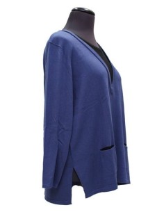 Maglia collo V invernale bicolore azzurro nero 2