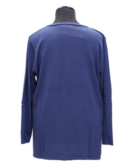 Maglia collo V invernale bicolore azzurro nero