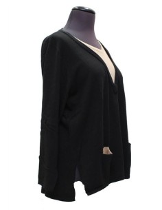Maglia collo V invernale bicolore nero beige 2