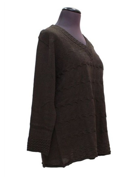 Maglia lana V marron