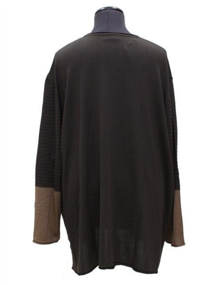 Maglia bicolore marron beige