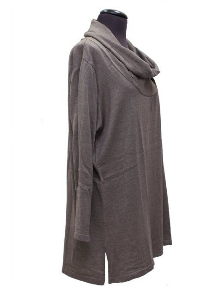 Maglia collo a ciambella tortora