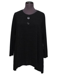 Maglia girocollo con bottoni invernale nera