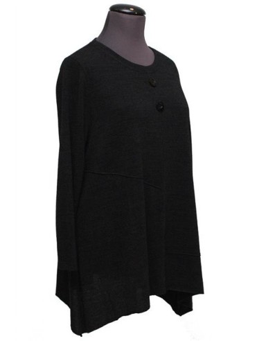 Maglia girocollo con bottoni invernale nera