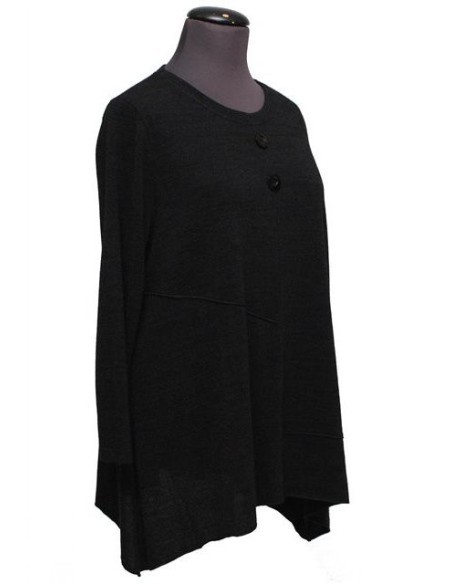 Maglia girocollo con bottoni invernale nera