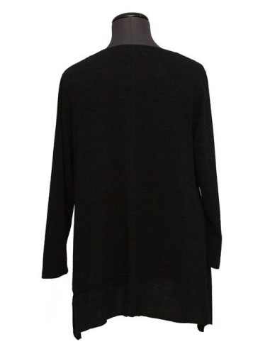 Maglia girocollo con bottoni invernale nera