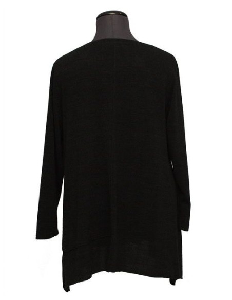 Maglia girocollo con bottoni invernale nera