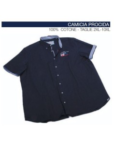 Camicia mezza manica Maxfort ricamo marina PROCIDA