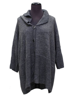 Immagine di Cardigan grigio traforato in lana manica 3/4