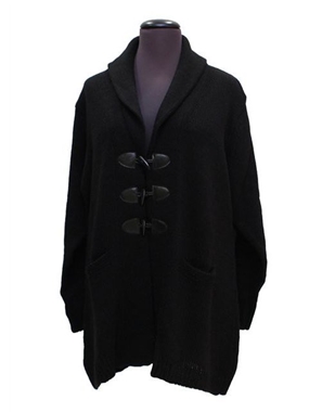 Immagine di Cardigan lana grigio scuro con alamari