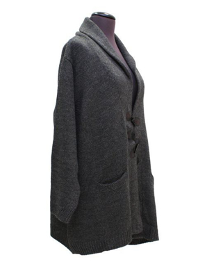 Immagine di Cardigan lana grigio SCURO con alamari